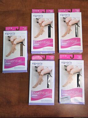 5 Sigvaris Opaque Women's Knee High 20-30 mmHg w/ Silicone Band Grip-Top - SL